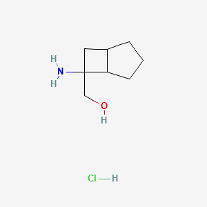 molecular formula C8H16ClNO B13571689 {6-Aminobicyclo[3.2.0]heptan-6-yl}methanolhydrochloride 