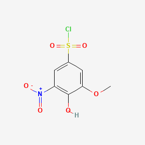 molecular formula C7H6ClNO6S B13571735 4-Hydroxy-3-methoxy-5-nitrobenzenesulfonyl chloride 