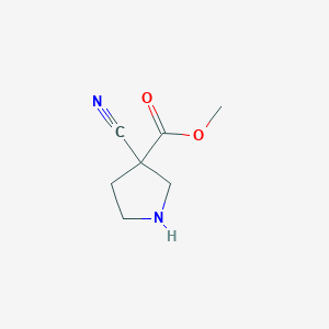 molecular formula C7H10N2O2 B13571797 Methyl 3-cyanopyrrolidine-3-carboxylate 