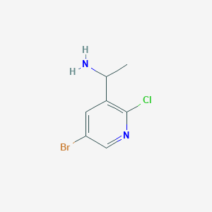 molecular formula C7H8BrClN2 B13571867 1-(5-Bromo-2-chloropyridin-3-yl)ethan-1-amine 