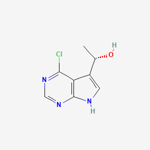 molecular formula C8H8ClN3O B13571880 (1S)-1-{4-chloro-7H-pyrrolo[2,3-d]pyrimidin-5-yl}ethan-1-ol 