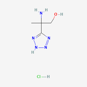 molecular formula C4H10ClN5O B13571912 2-amino-2-(1H-1,2,3,4-tetrazol-5-yl)propan-1-olhydrochloride 