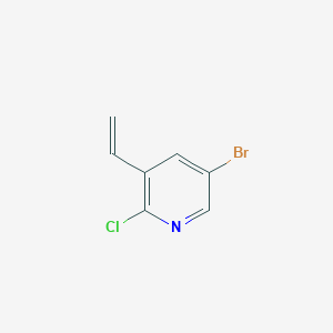 molecular formula C7H5BrClN B13571927 5-Bromo-2-chloro-3-vinylpyridine 