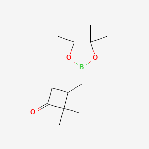 molecular formula C13H23BO3 B13572001 2,2-Dimethyl-3-((4,4,5,5-tetramethyl-1,3,2-dioxaborolan-2-yl)methyl)cyclobutan-1-one 