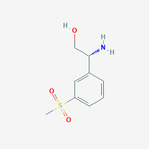 molecular formula C9H13NO3S B13572165 3-((1R)-1-Amino-2-hydroxyethyl)-1-(methylsulfonyl)benzene 