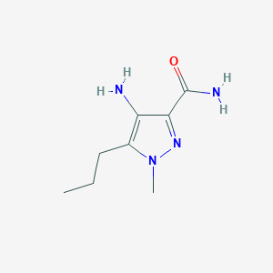 molecular formula C8H14N4O B135724 4-amino-1-methyl-5-propyl-1H-pyrazole-3-carboxamide CAS No. 247583-78-4