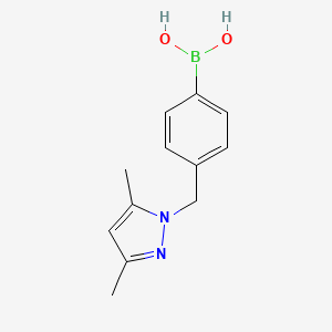 molecular formula C12H15BN2O2 B13573272 (4-((3,5-Dimethyl-1H-pyrazol-1-yl)methyl)phenyl)boronic acid 