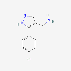 molecular formula C10H10ClN3 B1357329 C-[3-(4-氯苯基)-1H-吡唑-4-基]-甲基胺 CAS No. 1020052-19-0