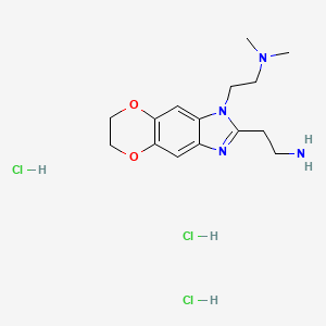 molecular formula C15H25Cl3N4O2 B13573651 2-{6-[2-(Dimethylamino)ethyl]-10,13-dioxa-4,6-diazatricyclo[7.4.0.0,3,7]trideca-1(9),2,4,7-tetraen-5-yl}ethan-1-aminetrihydrochloride 