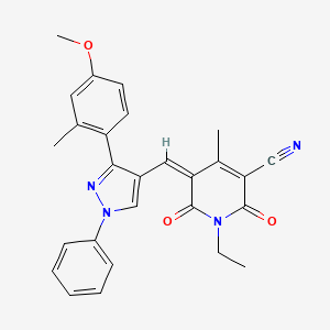 1-ethyl-5-{[3-(4-methoxy-2-methylphenyl)-1-phenyl-1H-pyrazol-4-yl]methylidene}-4-methyl-2,6-dioxo-1,2,5,6-tetrahydropyridine-3-carbonitrile