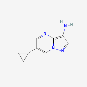 molecular formula C9H10N4 B13574107 6-Cyclopropylpyrazolo[1,5-a]pyrimidin-3-amine 