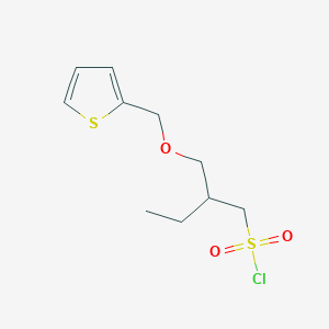 molecular formula C10H15ClO3S2 B13574781 2-((Thiophen-2-ylmethoxy)methyl)butane-1-sulfonyl chloride 