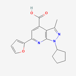 molecular formula C17H17N3O3 B1357504 1-环戊基-6-(呋喃-2-基)-3-甲基-1H-吡唑并[3,4-b]吡啶-4-甲酸 CAS No. 937598-61-3