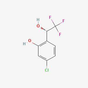 molecular formula C8H6ClF3O2 B13575056 (S)-5-Chloro-2-(2,2,2-trifluoro-1-hydroxyethyl)phenol 