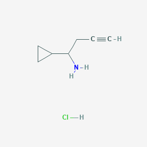 molecular formula C7H12ClN B13575561 1-Cyclopropylbut-3-yn-1-aminehydrochloride 