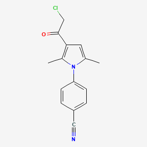 molecular formula C15H13ClN2O B13576636 4-[3-(2-chloroacetyl)-2,5-dimethyl-1H-pyrrol-1-yl]benzonitrile 