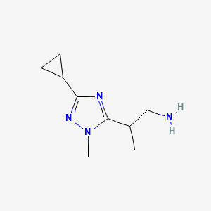 molecular formula C9H16N4 B13576746 2-(3-Cyclopropyl-1-methyl-1h-1,2,4-triazol-5-yl)propan-1-amine 