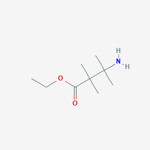 molecular formula C9H19NO2 B13576814 Ethyl 3-amino-2,2,3-trimethylbutanoate 