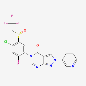 molecular formula C18H10ClF4N5O2S B13576822 5-[4-chloro-2-fluoro-5-(2,2,2-trifluoroethanesulfinyl)phenyl]-2-(pyridin-3-yl)-2H,4H,5H-pyrazolo[3,4-d]pyrimidin-4-one 