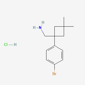 molecular formula C13H19BrClN B13576876 (1-(4-Bromophenyl)-3,3-dimethylcyclobutyl)methanamine hydrochloride 