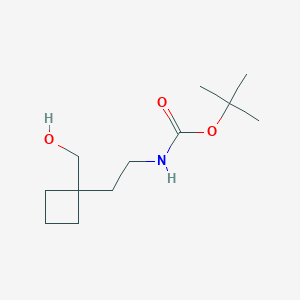 molecular formula C12H23NO3 B13577064 tert-butylN-{2-[1-(hydroxymethyl)cyclobutyl]ethyl}carbamate 