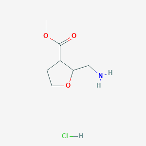 molecular formula C7H14ClNO3 B13577074 methyl2-(aminomethyl)oxolane-3-carboxylatehydrochloride,Mixtureofdiastereomers 