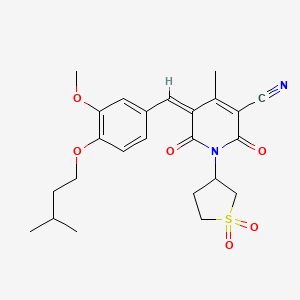 molecular formula C24H28N2O6S B13577196 (5Z)-1-(1,1-dioxidotetrahydrothiophen-3-yl)-5-[3-methoxy-4-(3-methylbutoxy)benzylidene]-4-methyl-2,6-dioxo-1,2,5,6-tetrahydropyridine-3-carbonitrile 