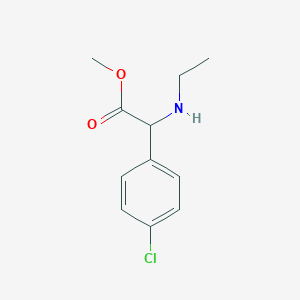 molecular formula C11H14ClNO2 B13577199 Methyl 2-(4-chlorophenyl)-2-(ethylamino)acetate 