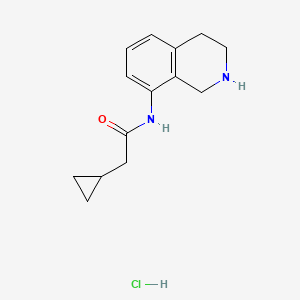 molecular formula C14H19ClN2O B13577277 2-cyclopropyl-N-(1,2,3,4-tetrahydroisoquinolin-8-yl)acetamidehydrochloride 