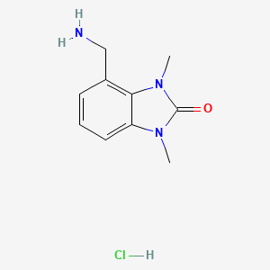 molecular formula C10H14ClN3O B13577293 4-(aminomethyl)-1,3-dimethyl-2,3-dihydro-1H-1,3-benzodiazol-2-onehydrochloride 