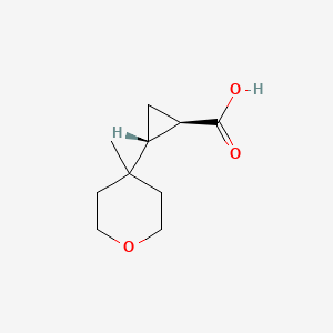 molecular formula C10H16O3 B13577336 rac-(1R,2R)-2-(4-methyloxan-4-yl)cyclopropane-1-carboxylicacid,trans 