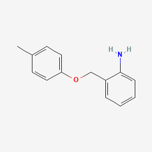 molecular formula C14H15NO B1357735 2-[(4-Methylphenoxy)methyl]aniline CAS No. 806596-41-8