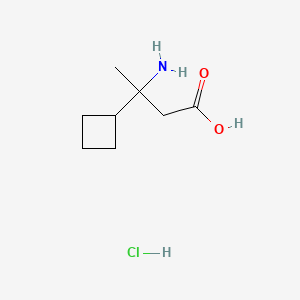 molecular formula C8H16ClNO2 B13577410 3-Amino-3-cyclobutylbutanoicacidhydrochloride 