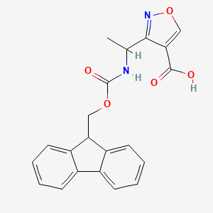 molecular formula C21H18N2O5 B13577437 3-[1-({[(9H-fluoren-9-yl)methoxy]carbonyl}amino)ethyl]-1,2-oxazole-4-carboxylicacid 