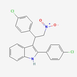 molecular formula C22H16Cl2N2O2 B13577456 2-(4-chlorophenyl)-3-[1-(4-chlorophenyl)-2-nitroethyl]-1H-indole 