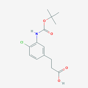 molecular formula C14H18ClNO4 B13577478 3-(3-((tert-Butoxycarbonyl)amino)-4-chlorophenyl)propanoic acid 