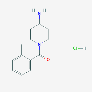 molecular formula C13H19ClN2O B13577531 1-(2-Methylbenzoyl)piperidin-4-amine hydrochloride 