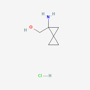 molecular formula C6H12ClNO B13577640 {1-Aminospiro[2.2]pentan-1-yl}methanolhydrochloride 