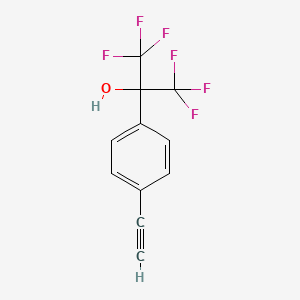 molecular formula C11H6F6O B13577646 2-(4-Ethynylphenyl)-1,1,1,3,3,3-hexafluoropropan-2-ol 