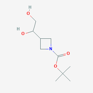 molecular formula C10H19NO4 B13577690 Tert-butyl3-(1,2-dihydroxyethyl)azetidine-1-carboxylate 