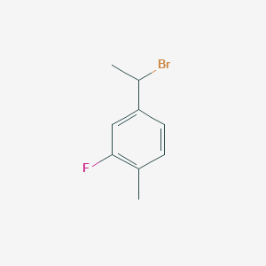 molecular formula C9H10BrF B13577746 4-(1-Bromoethyl)-2-fluoro-1-methylbenzene 