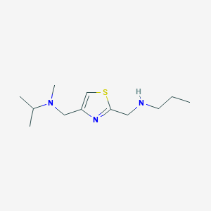 molecular formula C12H23N3S B13577773 n-((4-((Isopropyl(methyl)amino)methyl)thiazol-2-yl)methyl)propan-1-amine 