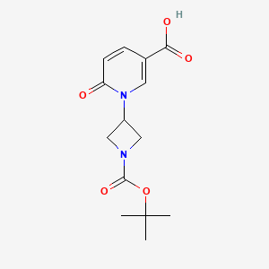 molecular formula C14H18N2O5 B13577787 1-{1-[(Tert-butoxy)carbonyl]azetidin-3-yl}-6-oxo-1,6-dihydropyridine-3-carboxylic acid 