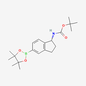 molecular formula C20H30BNO4 B13577862 tert-butyl N-[(1R)-5-(tetramethyl-1,3,2-dioxaborolan-2-yl)-2,3-dihydro-1H-inden-1-yl]carbamate 