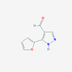 molecular formula C8H6N2O2 B1357803 3-(2-呋喃基)-1H-吡唑-4-甲醛 CAS No. 61619-81-6