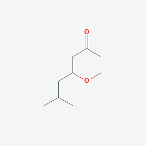 molecular formula C9H16O2 B13578036 2-(2-Methylpropyl)oxan-4-one 