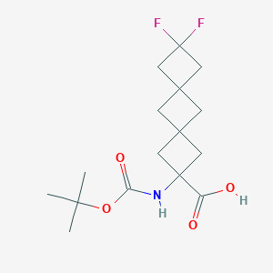 molecular formula C16H23F2NO4 B13578062 2-{[(Tert-butoxy)carbonyl]amino}-8,8-difluorodispiro[3.1.3^{6}.1^{4}]decane-2-carboxylicacid 