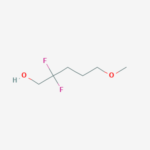 molecular formula C6H12F2O2 B13578345 2,2-Difluoro-5-methoxypentan-1-ol 