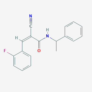 molecular formula C18H15FN2O B13578414 (2Z)-2-cyano-3-(2-fluorophenyl)-N-(1-phenylethyl)prop-2-enamide 