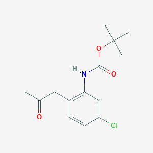 molecular formula C14H18ClNO3 B13578429 Tert-butyl (5-chloro-2-(2-oxopropyl)phenyl)carbamate 